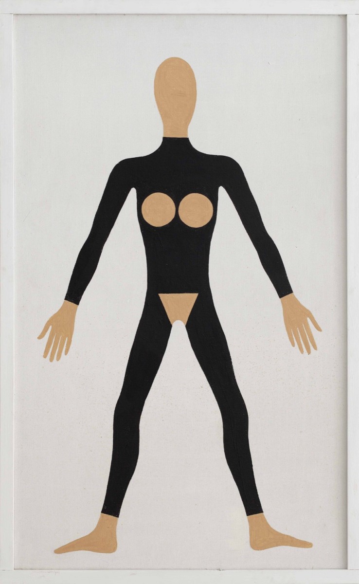 Erotický oděv; 78,5x127 cm; kombinovaná technika na sololitu; 1970 - 1974