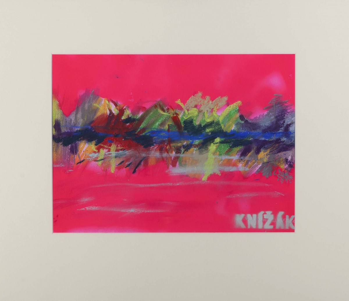 Krajina; 38x 29 cm; akryl a pastel na papíře; 2014