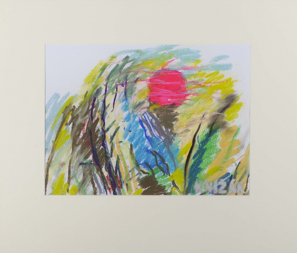 Krajina; 38x29 cm;  akryl a pastel na papíře; 2014