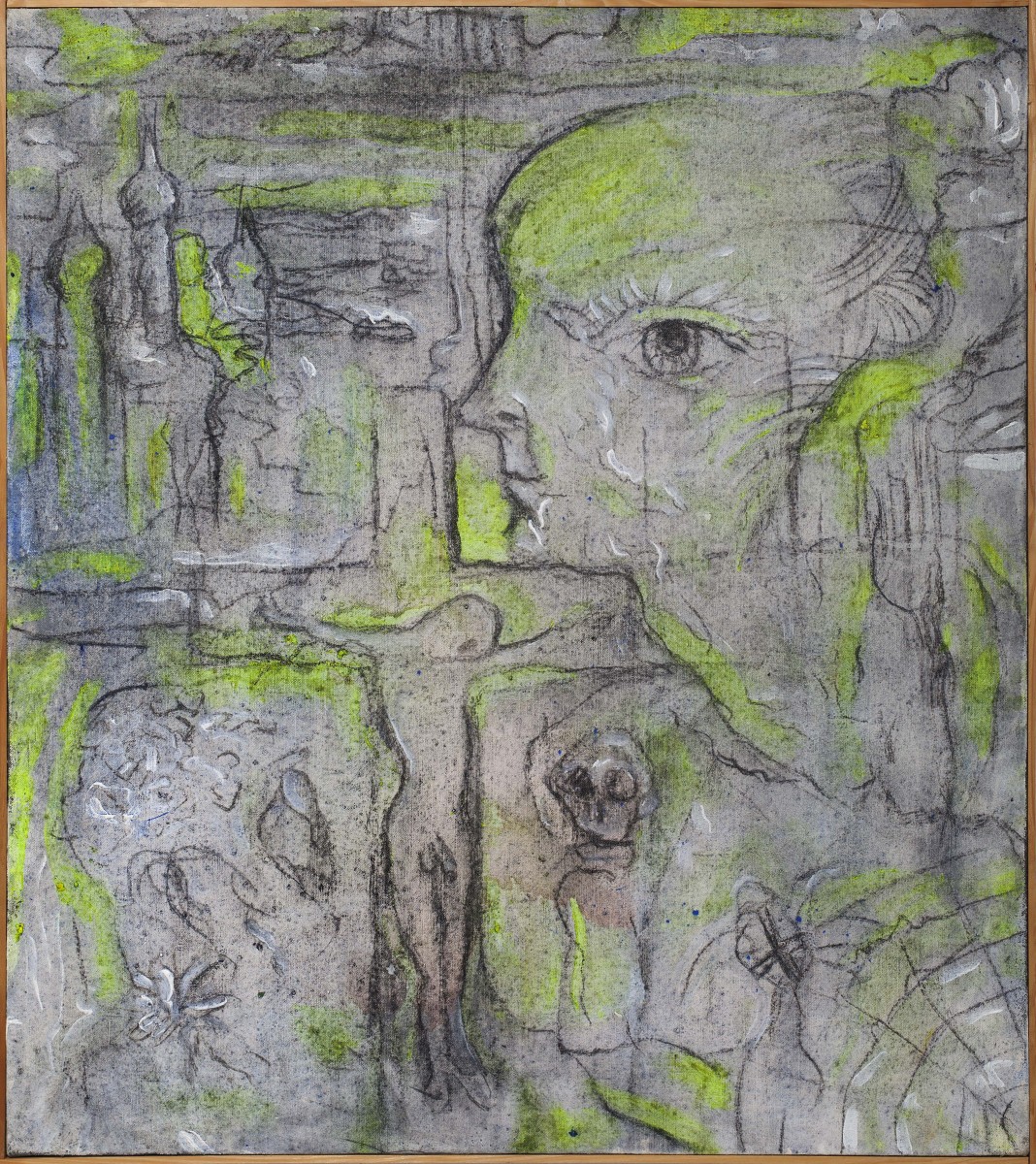 Můj pohled skrze tebe; 80x90 cm; akryl a uhel na plátně; 1997